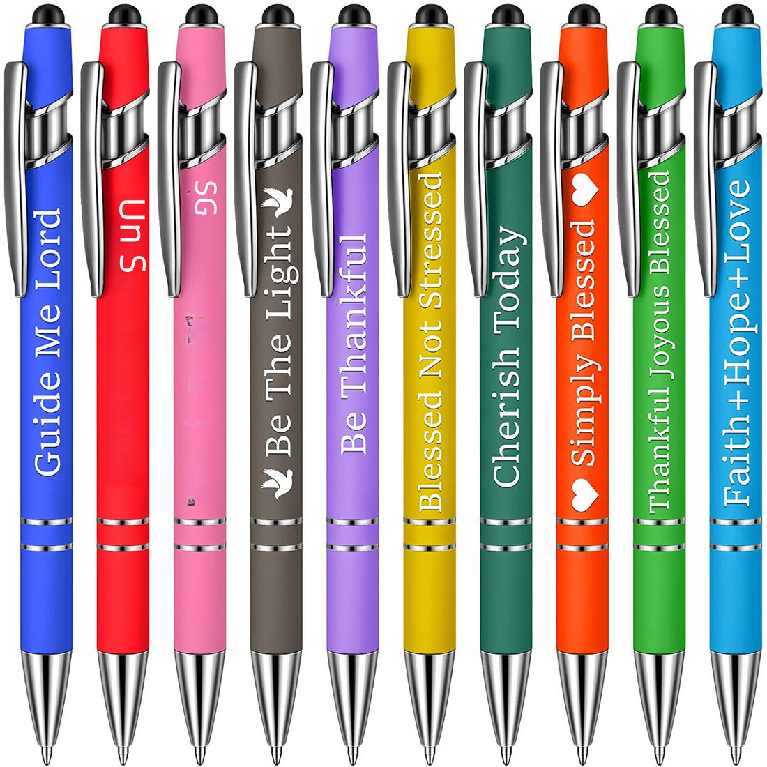 Close-up of Sassy in our 40s Funny Pen Set, showcasing the sleek metal finish and vibrant colors.