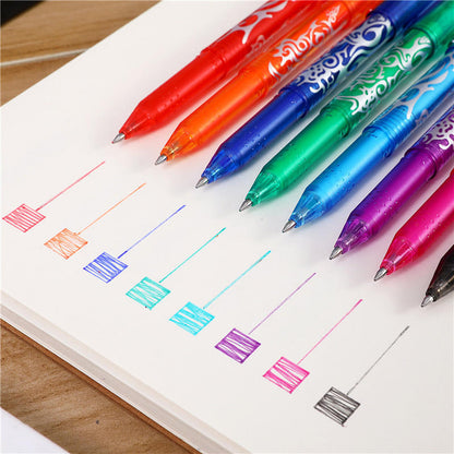 Close-up of Sassy in our 40s 8-Color Erasable Gel Pens, highlighting the unique eraser on each colorful pen cap.
