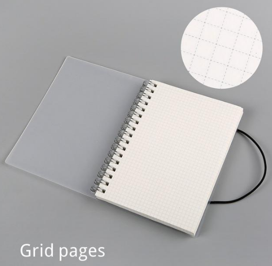 Overhead shot of the Sassy in our 40s Transparent Frosted Notebook, emphasizing its clean design and ample writing space for 