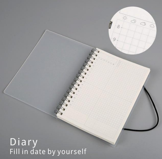 Detail shot of the frosted texture on the Sassy in our 40s Transparent Frosted Notebook cover, showing its unique semi-transp
